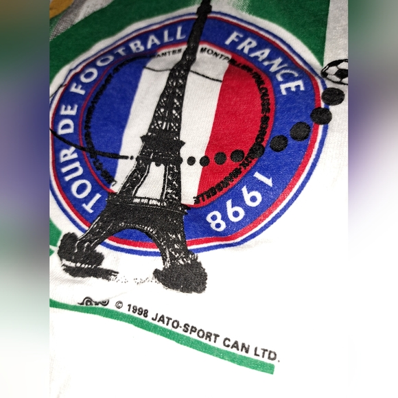 Vintage 98 World Cup Brazil vs France Fifa TShirt - Picture 3 of 10